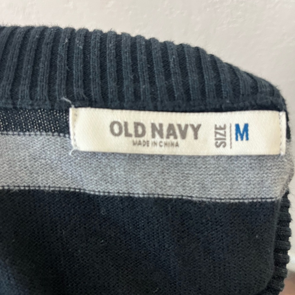 5 for $30‎ Old Navy Men's Sweater Long Sleeve Black Stripe Quarter Zip Size M - Picture 11 of 12